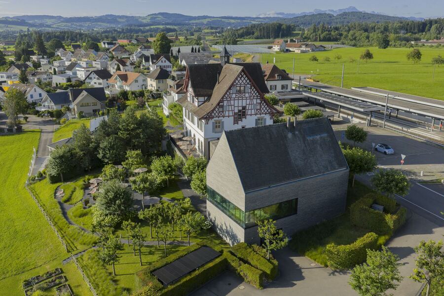 Anbau des Restaurants Mammertsberg aus der Luft